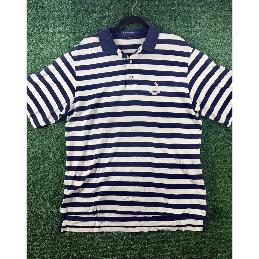 Polo Golf Ralph Lauren Pinehurst 1895 Polo Shirt Mens L Navy White Stripe
